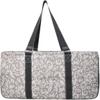 NGIL Extra Large Utility Tote Reusable Grocery Bag Oversized Collapsible for Groceries, Storage, Picnic, Beach (Damask Vine-Gray)