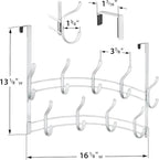 LYNK Professional® Home™ Over Door Hooks Rack - 18 Hook Over Door Hanger - Over Door Towel Rack - Hanging Towels or Clothes -