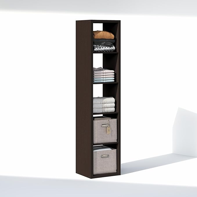 Furinno Cubic Closet Organizers and Storage, 5-Cube Closet Organizer, Open Shelf Closet Storage, Extra Thick Frame for Wardro