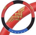 BDK Warner Bros DC Comics Wonder Woman Steering Wheel Cover - Car Accessories for Women, Superhero Heroine Gift Ideas, Original Red White Blue WonderWoman Logo, Universal Standard Fit 14.5-15.5 Inches