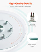 VEVOR 30 in Glass Lazy Susan Turntable, Tempered Glass Dining Table Centerpiece with 6 Rotating Wheels, 360° Smooth and Silen