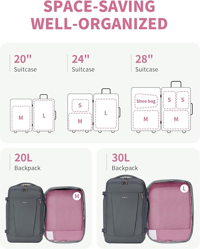 ECOHUB 6 Set Packing Cubes for Travel Durable Suitcase Organizer Bags Set with Personalized Tag Travel Essentials with Shoe B