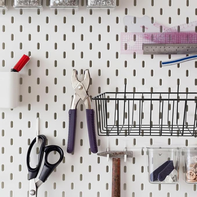 ULTECHNOVO Hanging Wire Basket 9.84X5.51X4.33 Inch Metal Storage Organizer for Pegboard Grid Wall Kitchen Garage Rv Tool Shed
