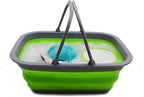 SAMMART 9.2L (2.37Gallon) Collapsible Tub with Handle - Portable Outdoor Picnic Basket/Crater - Foldable Shopping Bag - Space Saving Storage Container (1, Dark Grey/Green)