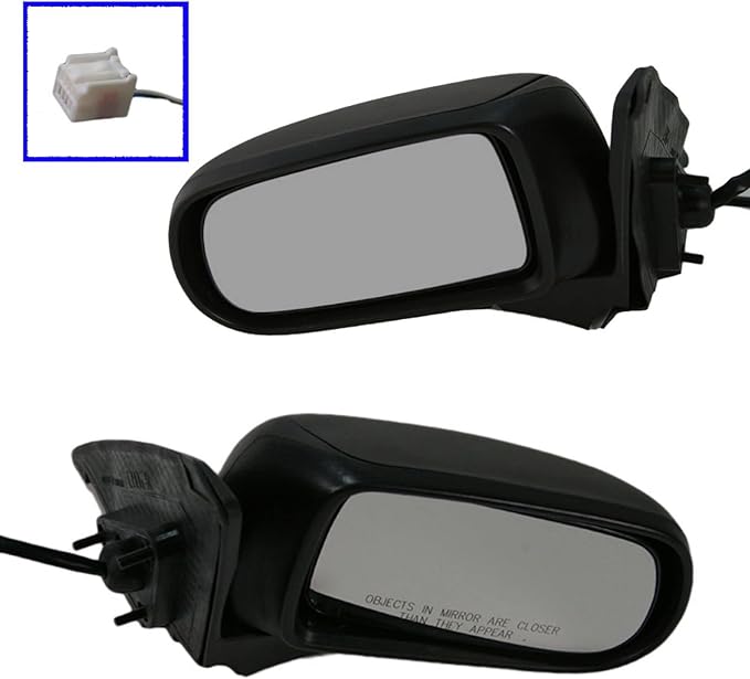 TRQ Driver & Passenger Side Mirror Set Compatible with 1999-2003 Mazda Protege 2003 Protege5 MA1320130 MA1321130