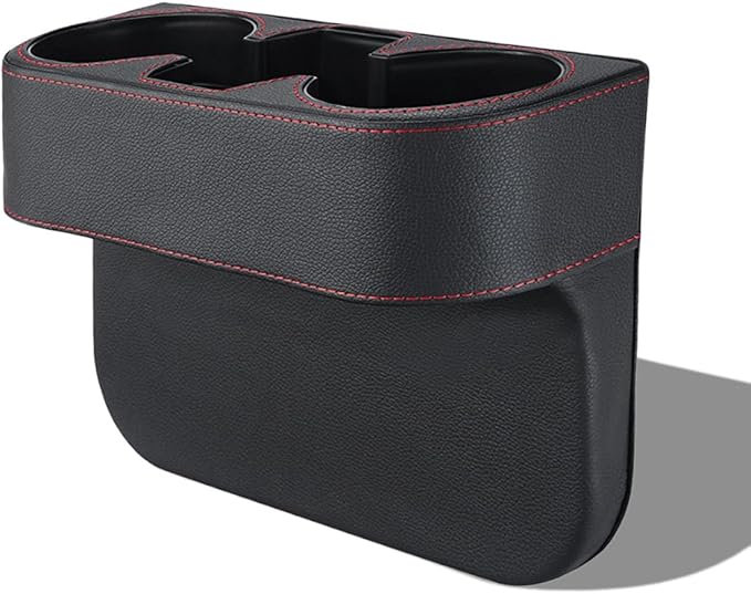 Car Cup Holder, PU Leather Car Seat Gap Filler Organizer Cup Drink Holder, Multifunctional Coin Bucket Cell Mobile Phone Hold