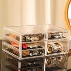 Cq acrylic Clear Stackable Storage Drawers,5 Drawers Acrylic organizers For Vanity Counter,Large Plastic Clear Drawer Organiz
