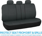 BDK PolyPro Car Seat Covers Full Set in Solid Charcoal – Front and Rear Split Bench Seat Covers for Cars, Easy to Install Car