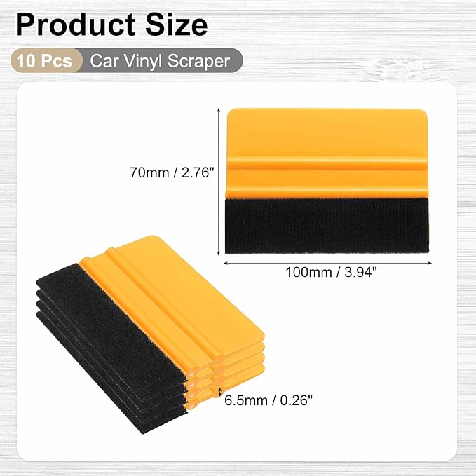 HARFINGTON 10pcs Car Vinyl Scraper 4inch Vinyl Squeegee Felt Edge Squeegee Tool for Car Window Tint Wallpaper Decal Sticker Installation Crafts Car Wrap Paste, Yellow