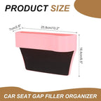 HARFINGTON 2pcs Car Seat Gap Filler Organizer 10.2 x 6.5 x 2.8 Inch PP Universal Car Organizer Storage Box Between Seat and Console (Left+Right) with Cup Holders for Phone Keys, Pink