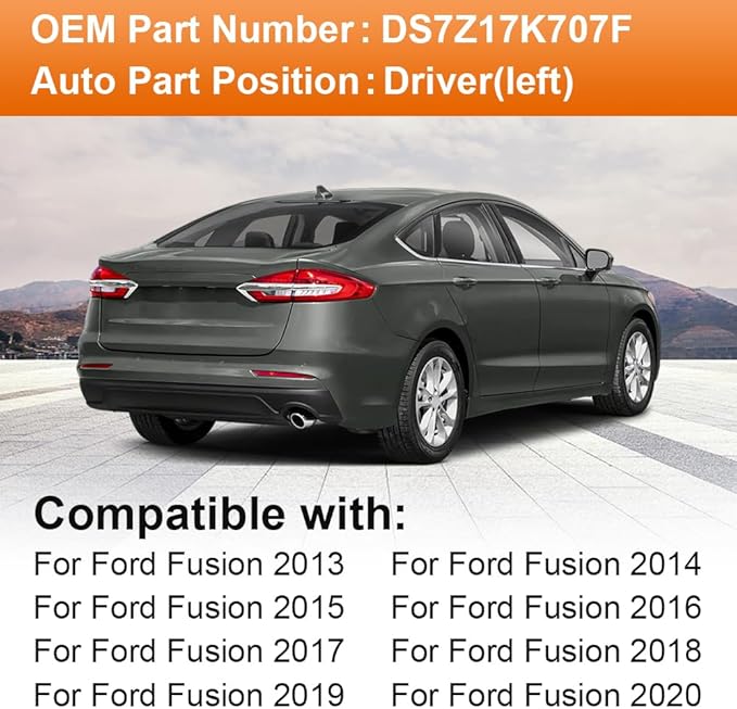 Senzeal Driver Side Heated Mirror Glass Replacement with Blind Spot mirror for Ford Fusion 2013 2014 2015 2016 2017 2018 2019 2020 DS7Z17K707F (Left Side)