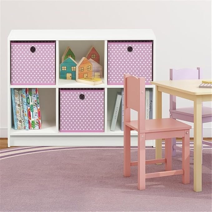 Furinno BASIC Book Shelf, 6-Cube Bookshelf with Open Shelf, 3 x 2 Bookcase with Storage Bins, Closed Back, Horizontal, 11.9 x