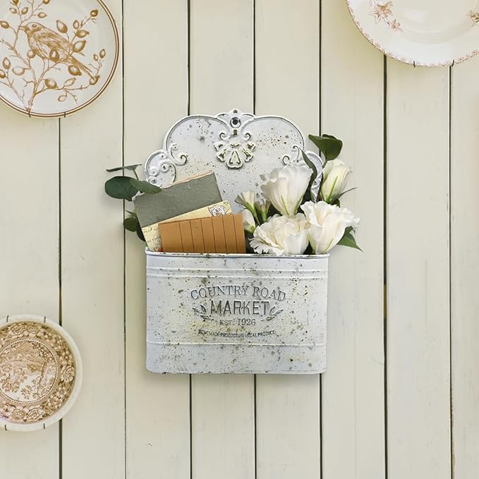 Metal Hanging Storage Baskets Wall Baskets for Mail, Files,Flowers, Books & Accessories, Wall-Mounted Organizer for Entryway,