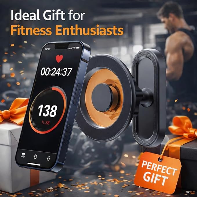 Magnetic Phone Holder for Gym, 360° Rotation Adjustable Strong Magnets, Gym Accessories, Phone Mount to Metal Surfaces, Gym Essentials for Men and Women