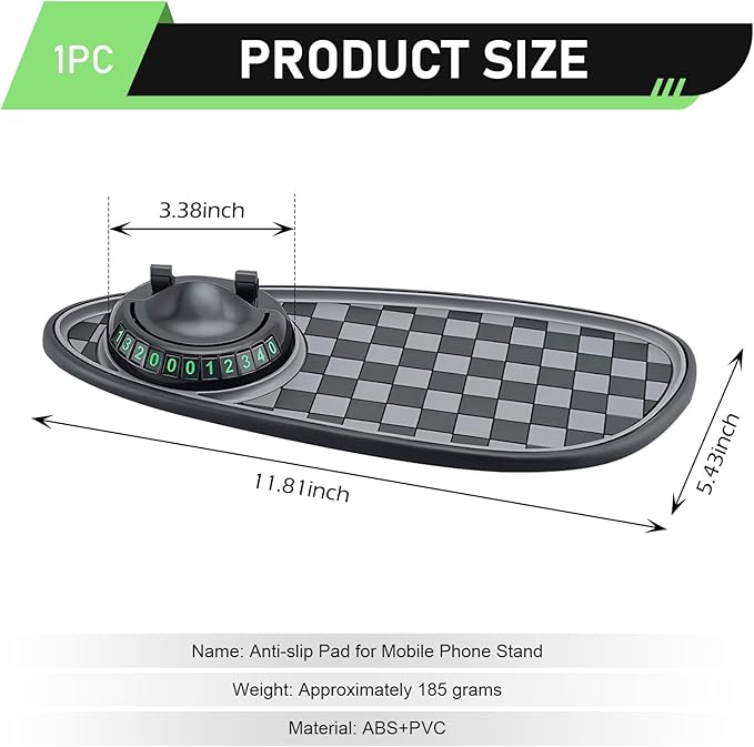 1 PC Car Anti-slip Mat, Multifunctional Dashboard Phone Holder, Dashboard Organizer Pad with Hidden Parking Number, Universal