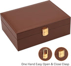 Voova Jewelry Box Organizer for Women Girls, 2 Layer Large Men Jewelry Storage Case, PU Leather Display Jewellery Holder with