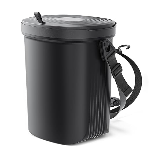 Trash Can for Car Garbage: Leakproof Silicone Car Waste Bin w/Lid for Drivers and Passengers; 2 Gallon Garbage Container for Vehicle, Sedan, SUV, Van, MPV & Truck (Black)
