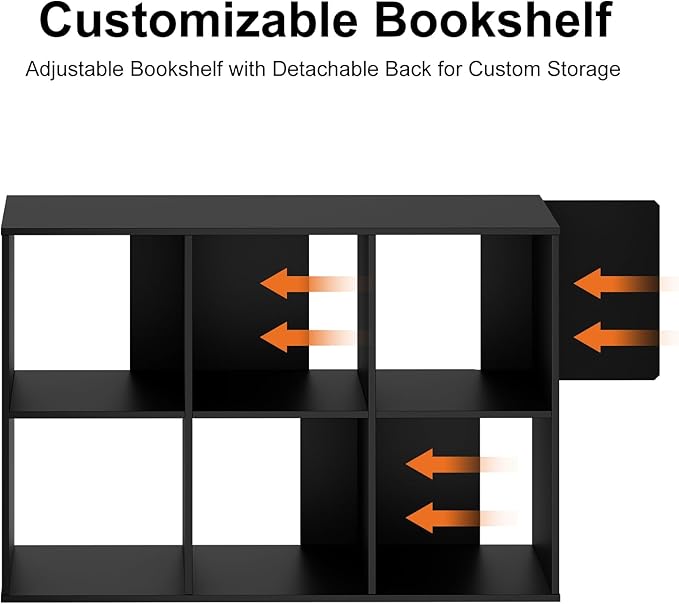 Sweetcrispy 6 Cube Storage Organizer - Open Cube Bookshelf with 3 Removable Back Panels, Display Storage Bookcase for Living 
