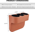 Car Seat Gap Filler Organizer, Multifunctional Auto Console Side Storage Box with Cup Holder, Universal PU Leather Cup Holder Front Seat Crevice Filler for Car Truck SUV (Brown)
