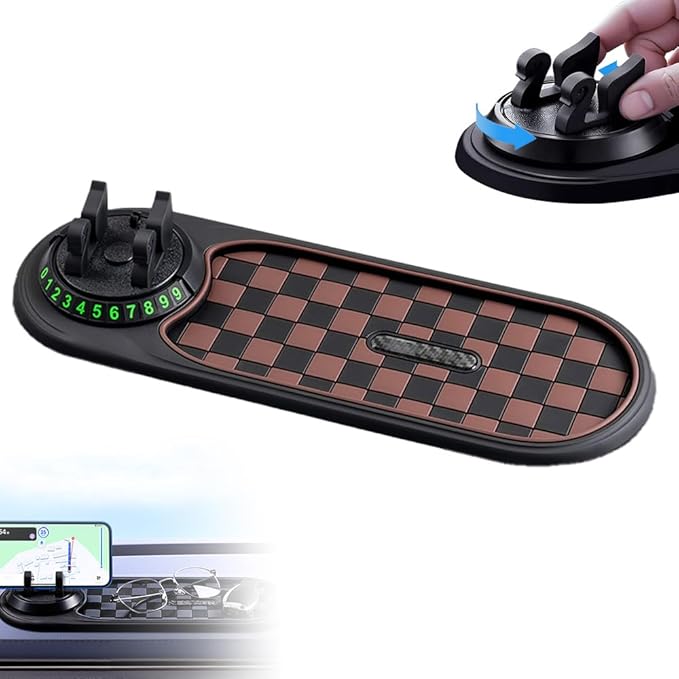 Multifunctional Vehicle-Mounted Anti-Slip Mat, Slip Mat Auto Universal Phone Holder, Rotatable Car Phone Holder Dashboard Mat