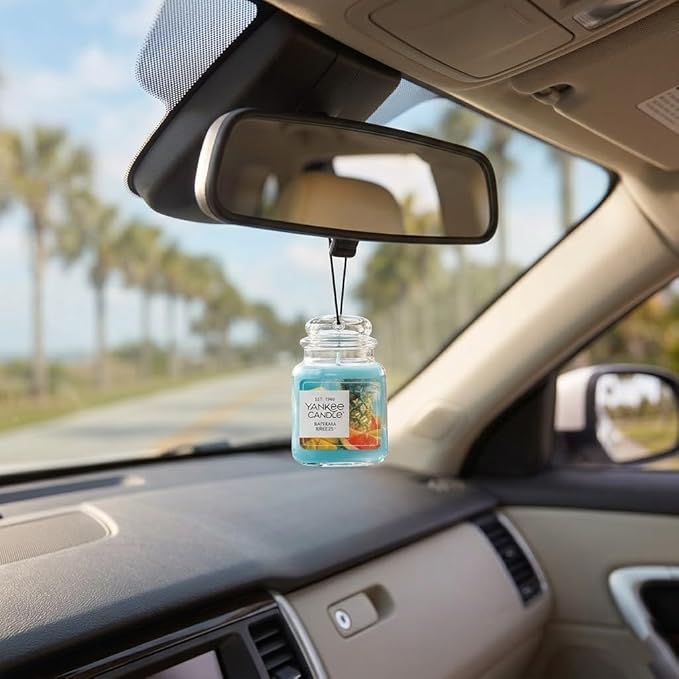 Yankee Candle Car Jar Ultimate, Bahama Breeze Pineapple & Mango Scent, Hanging Odor Neutralizing Air Freshener for Vehicles a