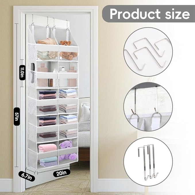 Ridering Over the Door Organizer 5 Tiers,Extra Large Behind Door Storage of 10 Compartments for Toys Clothes Diaper Organizer