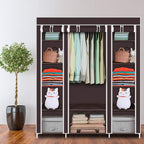 lapday 59 inches Portable Closet Wardrobe, Non-Woven Fabric Closet Storage Organizer with Hanging Rods &12 Storage Shelves, Q