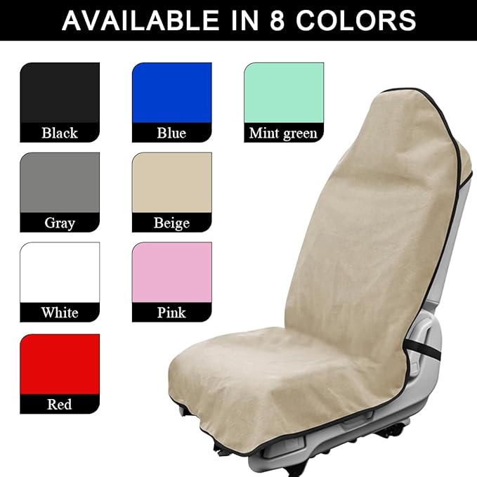 2PCS Car Towel Seat Cover, Waterproof Sweating Non-Slip Premium Soft Towel Carseat Protector, Universal Machine Washable Car 