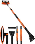 57" Extendable Ice Scrapers for Car Windshield 2-in-1 Snow Brush for Car Snow Scraper for Car Snow Scraper and Drush with Ergonomic Foam Grip for Cars, Trucks, SUVs with 360� Pivoting Brush Head