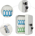 Jssmst Key Lock Box Wall Mount Security Key Storage Box, Locking Key Cabinet Wall Mount with 20 Key Hooks & Tags Key Labels, 