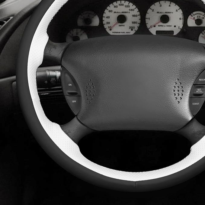 MEWANT Hand Sewn 3D Style Steering Wheel Cover Wrap for Ford Mustang 1994-2004 Steering Wheel Accessories for Ford Mustang 1994-2004