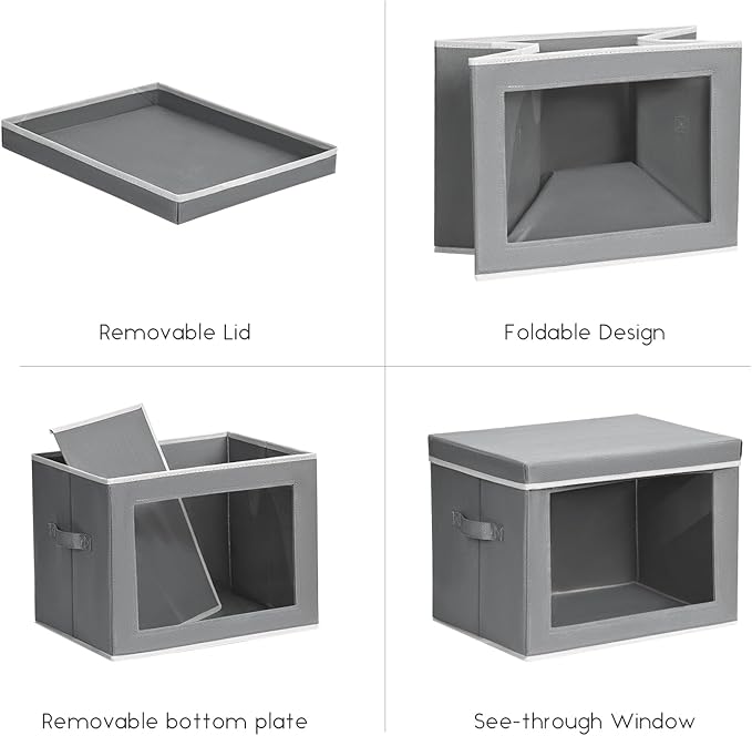 Homsorout Storage Bins with Lids - Small Fabric Organizers with Window, Collapsible Storage Bins for Clothes, Decorative Clos