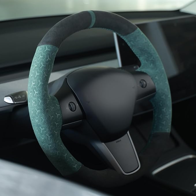 MEWANT Hand Stitched Steering Wheel Cover for Tesla Model 3 2017-2023 / Model Y 2020-2023 for Tesla Model 3/Y Accessories