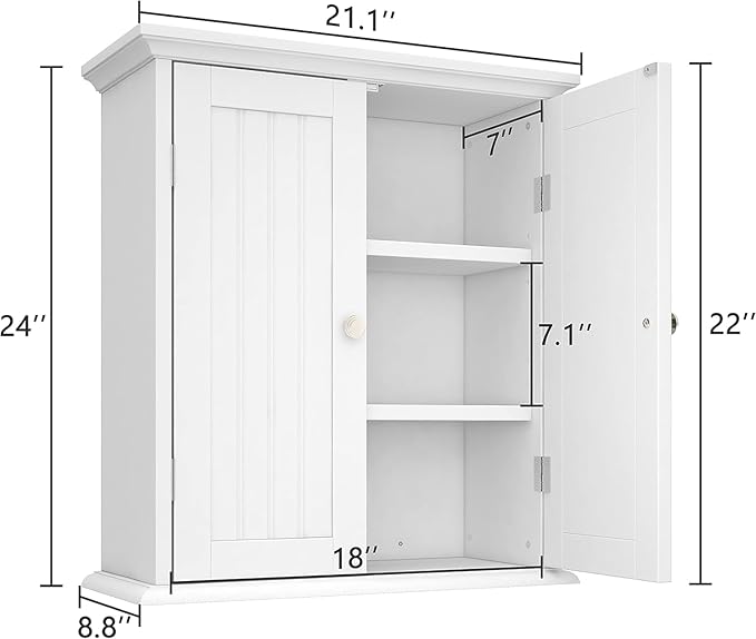 ChooChoo Bathroom Wall Cabinet Set of 2, Over The Toilet Space Saver Storage Cabinet, Medicine Cabinet with 2 Door and Adjust