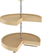 Rev-A-Shelf 28" Dual Tier Pie-Cut Lazy Susan Organizer for Base Corner Kitchen Cabinets, Two Plastic Home Storage Shelves, Al