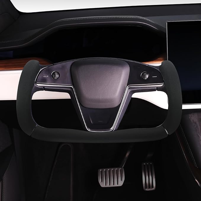Steering Wheel Cover for Tesla Yoke Steering Wheel, Car Steering Wheel Cover for Tesla Model S 2021-Present/Model X 2021-Present Steering Wheel Accessories Black