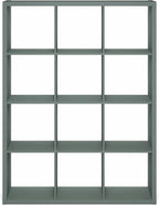 Furinno Cubicle Book Shelf, 12-Cube Bookshelf, Extra Thick Frame Reversible Bookcase with Open Back, 14.6" x 44" x 58", for L
