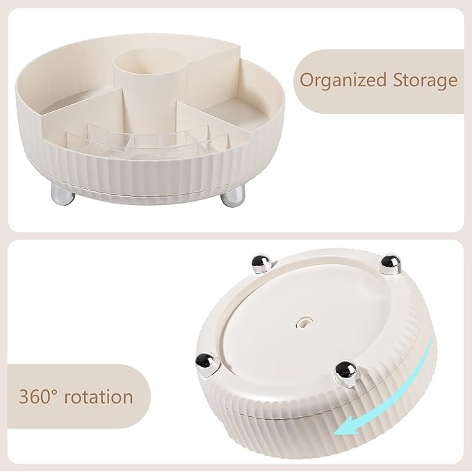 Anyoifax Makeup Perfume Organizer Tray with Divider 360 Degree Rotating Lazy Susan Skincare Lotion Organizer Spinning Cosmeti