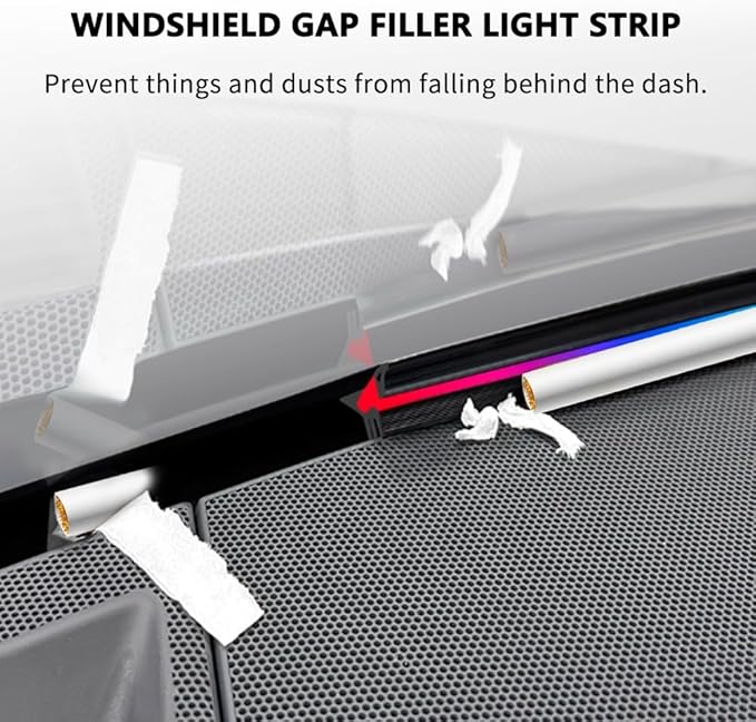 Car Interior Ambient Light Lighting Bar, Windshield Rubber Seal Gap Filler RGB LED Lights Strip Dashboard, Automotive Neon Accent Lights Accessories, Remote App Music Sync, 4.92ft/1.5m