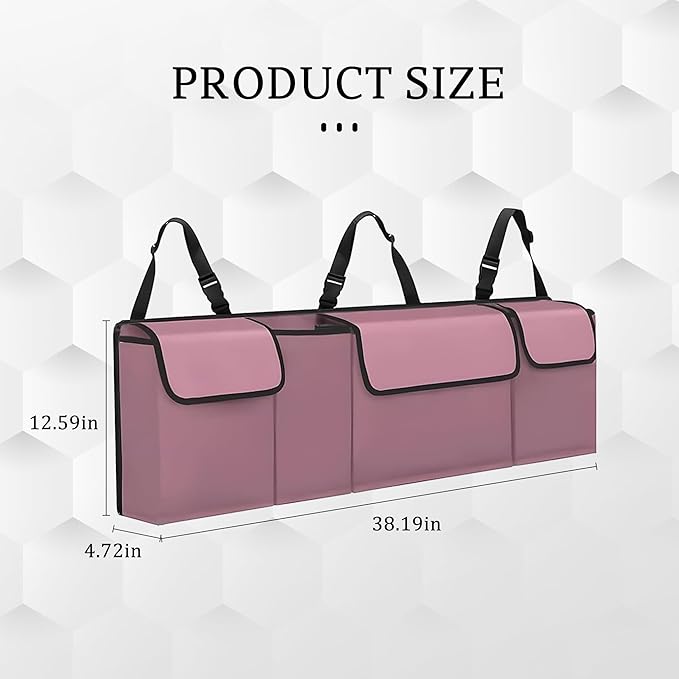 Car Trunk Organizer, Waterproof Collapsible Cargo Bag with 4 Pockets,Backseat Hanging Large Storage with Adjustable Straps, St
