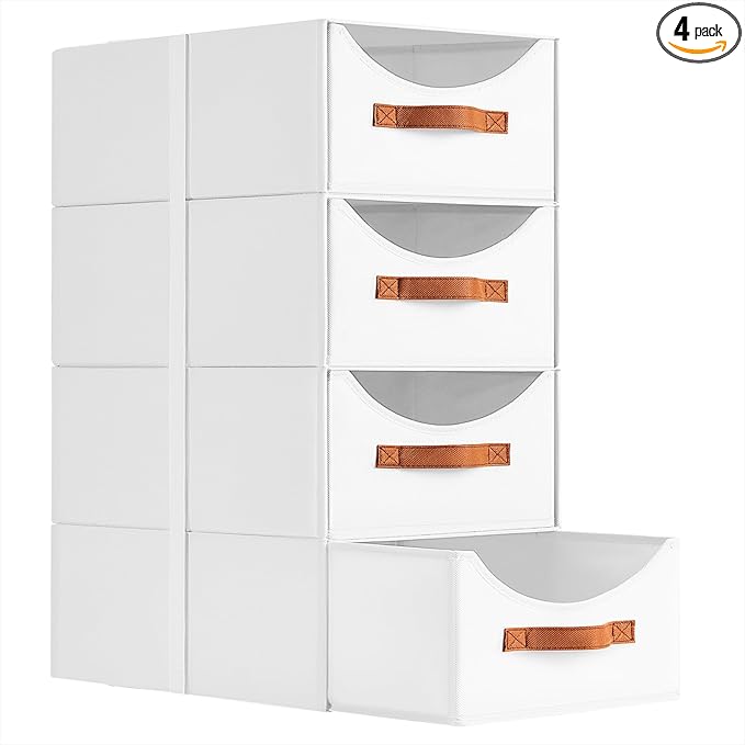 Homsorout Closet Organizers and Storage - Large Stackable Storage Bins with Drawer, Fabric Bins for Organization, Collapsible