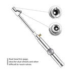CZC AUTO Tire Pressure Gauge, Straight on Foot Dual Head Truck Air Gage, Accurate Mechanical Dually Chuck Wheel Gage Tester with Magnifying Bubble Lens for Car RV Van ATV Motorcycle Bike, 10-120PSI