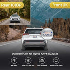 Fitcamx Front 2K+Rear 1080P Dash Cam Adapts for Toyota RAV4 2022-2025 (Model B, with Vents on Cover), OEM Style, Dual HD Vide