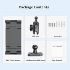 PLDHPRO Tablet Wall Mount Holder with Drill Base, Adjustable iPad Wall Mounted Stand Compatible with 5.1'' - 15.6'' Phones Tablets for Truck Dashboard Desk Kitchen Cabinet