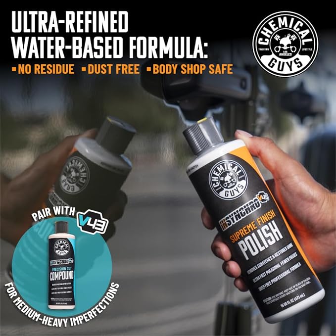 Chemical Guys InSynchro V45 Polish - 16 oz Medium Cut Car Polish for Cars, Trucks, SUVs, Motorcycles, and RVs - Removes Light Scratches, Swirls, and Haze - Restores Color Depth and High Gloss Finish