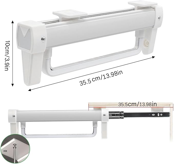 Adjustable Pull Out Hanger Rail Rod - Pull Out Clothes Rail,Extendable Closet Rod for Pants Clothing Storage,Wardrobe Adjusta