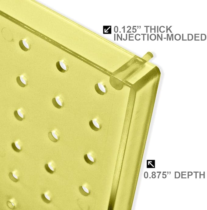 Azar Displays 900940-YEL The DIY Multi-Purpose 10-Piece Pegboard Wall Organizer Kit with One Panel and Accessory Assortment: 