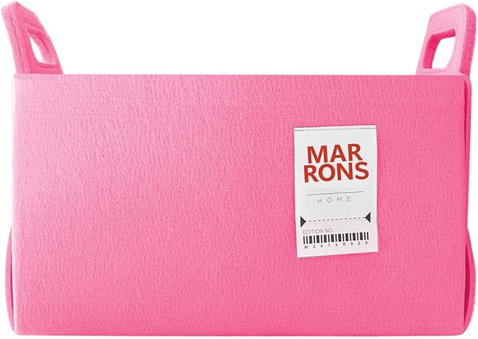 Collapsible Felt PINK Storage Bin Medium 11"x7.1"x7.1" – Foldable Basket with Handles for Closet, Toy Storage, Laundry Room O