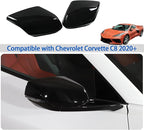 Door Rear View Mirror Cover Cap Compatible with Chevrolet Corvette C8 2020-2026, ABS Side View Mirror Cover, Auto Door Rearview Mirror Protective Trim Cap 2Pcs (Bright Black)
