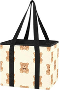 Cute Teddy Bear Reusable Grocery Bags Large Shopping Tote Bag with Reinforced Bottom Board, Water Resistant Foldable Storage 